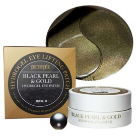 PETITFEE Black Pearl  Gold Hydrogel Eye Patch - Гидрогелевые патчи для области вокруг глаз с коллоидным золотом и пудрой черного жемчуга 60 шт., Упаковка: 60 шт.