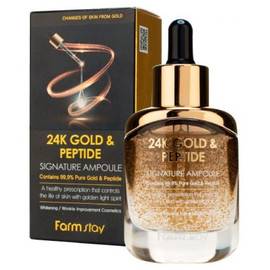 FarmStay 24K Gold Peptide Signature Ampoule - Ампульная сыворотка с золотом и пептидами 35 мл, Объём: 35 мл