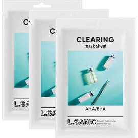 L.SANIC AHA/BHA Clearing Mask Sheet - Тканевая маска с AHA/BHA кислотами для очищения пор, 3 шт