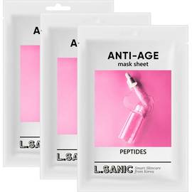 L.SANIC Peptides Anti-Age Mask Sheet - Антивозрастная тканевая маска с пептидами, 3 шт