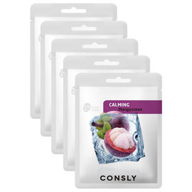 CONSLY Mangosteen Calming Mask Pack - Успокаивающая тканевая маска с экстрактом мангостина, 5 шт