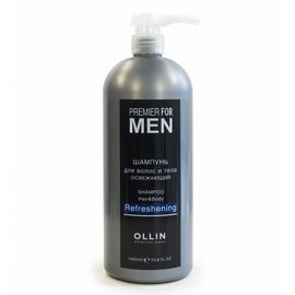 OLLIN Premier For Men Shampoo Hair&Body Refreshening - Шампунь для волос и тела освежающий 1000 мл, Объём: 1000 мл
