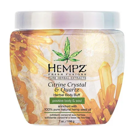 Hempz Fresh Fusion Citrine Crystal Quartz Herbal Body Buff - Скраб для тела интенсивный с мерцающим эффектом Желтый Кварц 198 гр