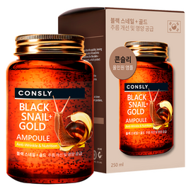 Consly Black Snail & 24K Gold All-in-One Ampoule - Многофункциональная омолаживающая ампульная сыворотка с муцином черной улитки и золотом 250 мл