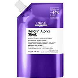 Loreal Professional Keratin Alpha Sleek REFILL - Бессульфатный шампунь для непослушных, пористых волос 1000 мл, Объём: 1000 мл (запаска)
