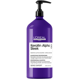 Loreal Professional Keratin Alpha Sleek - Бессульфатный шампунь для непослушных, пористых волос 1500 мл, Объём: 1500 мл