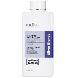 Brelil AMINO TREATMENT Silver Blonde - Антижелтый шампунь для светлых, мелированных и седых волос 250 мл