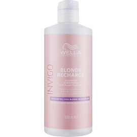 Wella Invigo Blonde Recharge Shampoo - Шампунь-нейтрализатор желтизны для холодных светлых оттенков 500 мл, Объём: 500 мл