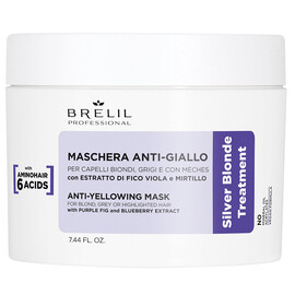 Brelil AMINO TREATMENT Silver Blonde - Антижелтая маска для светлых, мелированных и седых волос 220 мл