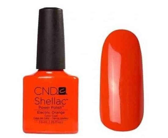 CND Shellac № 514 Electric Orange - яркий оранжевый, плотный, эмалевый