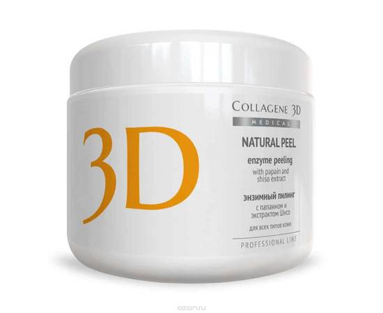 Medical Collagene 3D NATURAL PEEL - Энзимный пилинг с папаином и экстрактом Шисо 150 гр, Объём: 150 гр