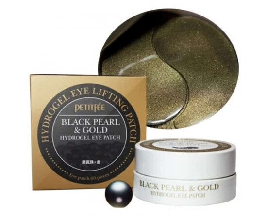 PETITFEE Black Pearl  Gold Hydrogel Eye Patch - Гидрогелевые патчи для области вокруг глаз с коллоидным золотом и пудрой черного жемчуга 60 шт., Упаковка: 60 шт.