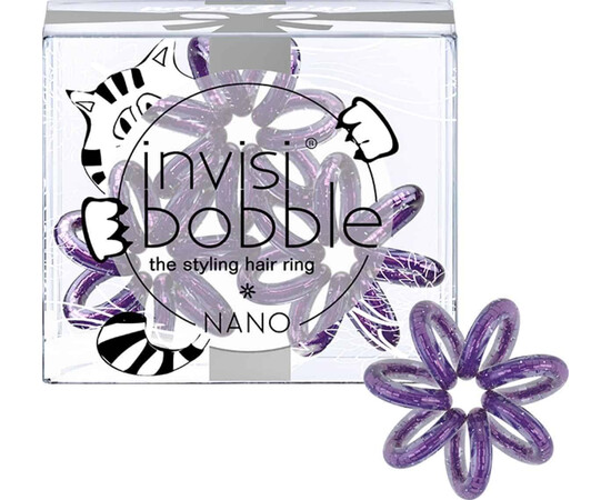 Invisibobble NANO Meow Ciao - мини-резинка для волос мерцающий фиолетовый (3 шт.)
