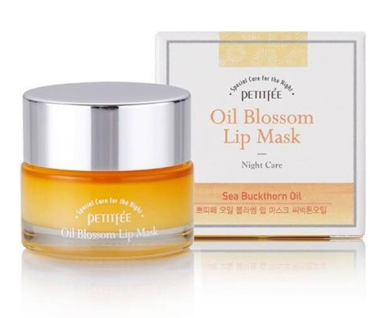 PETITFEE Oil Blossom Lip Mask "Sea Buckthorn Oil" - Маска для губ ночная питательная с маслом облепихи 15 гр, Объём: 15 гр