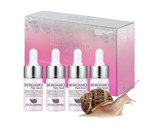 Bergamo Pure Snail Brightening Ampoule Set - Сыворотка ампульная с муцином улитки 20 шт, Объём: 20 шт