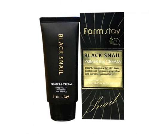 FarmStay Black Snail Primer B.B Cream SPF50+/PA+++ - ББ крем с муцином черной улитки SPF50+/PA+++ 50 гр, Объём: 50 гр