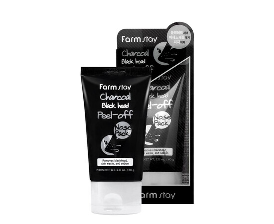 FarmStay Charcoal Black Head Peel-off Nose Pack - Маска-пленка с углем для носа 60 гр, Объём: 60 гр