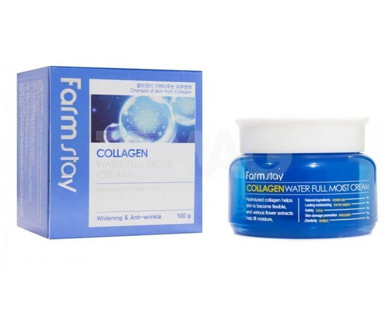 FarmStay Collagen Water Full Moist Cream - Увлажняющий крем для лица с коллагеном 100 гр, Объём: 100 гр