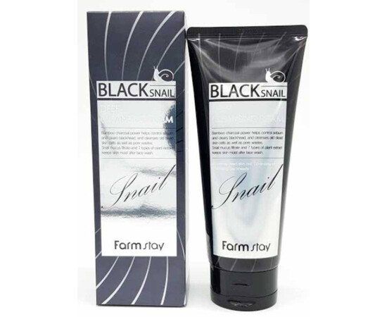 FarmStay Black Snail Deep Cleansing Foam - Очищающая пенка с муцином черной улитки 180 мл, Объём: 180 мл