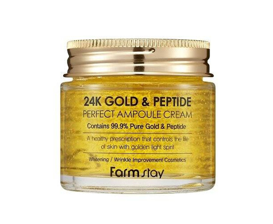 FarmStay 24K Gold and Peptide Perfect Ampoule Cream - Ампульный крем с золотом и пептидами 80 мл, Объём: 80 мл