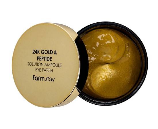 FarmStay 24K Gold and Peptide Solution Ampoule Eye Patch - Гидрогелевые патчи для глаз с 24-х каратным золотом и пептидами 60 шт