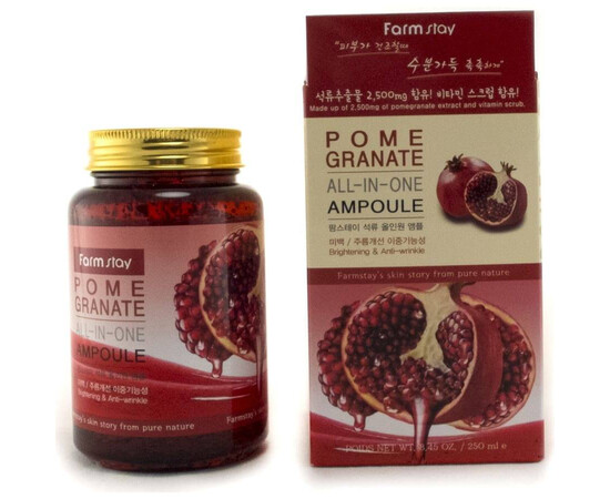 FarmStay Pomegranate All-In-One Ampoule - Многофункциональная ампульная сыворотка с экстрактом граната 250 мл, Объём: 250 мл