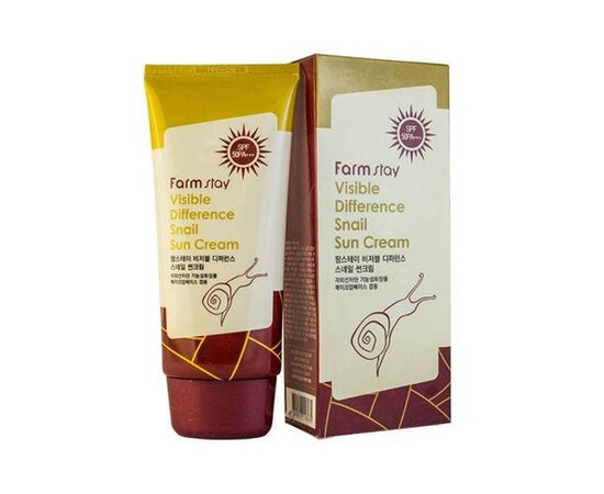 FarmStay Visible Difference Snail Sun Cream SPF50+/PA+++ - Солнцезащитный крем с муцином улитки SPF50 PA+++ 70 гр, Объём: 70 гр