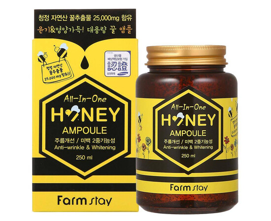 FarmStay All-In-One Honey Ampoule - Многофункциональная ампульная сыворотка с медом 250 мл, Объём: 250 мл