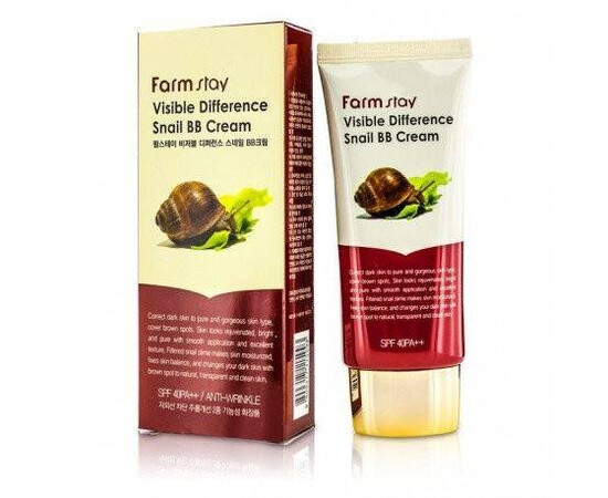 FarmStay Visible Difference Snail BB Cream SPF50+/PA+++ - ББ крем с муцином улитки SPF50/PA+++ 50 гр, Объём: 50 гр