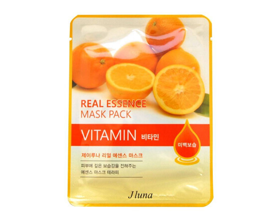 JUNO JLuna Real Essence Mask Pack Vitamin - Тканевая маска с витаминами 25 мл, Объём: 25 мл