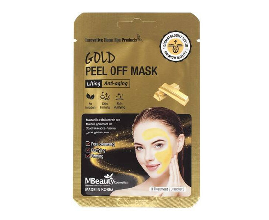 MBeauty Gold Peel Off Mask - Подтягивающая маска-пленка с коллоидным золотом 3 х 7 гр, Объём: 3 х 7 гр