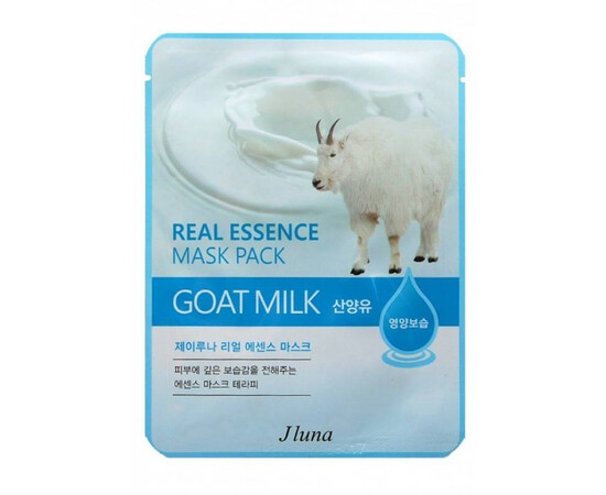 JUNO JLuna Real Essence Mask Pack Goat Milk - Тканевая маска с козьим молоком 25 мл, Объём: 25 мл