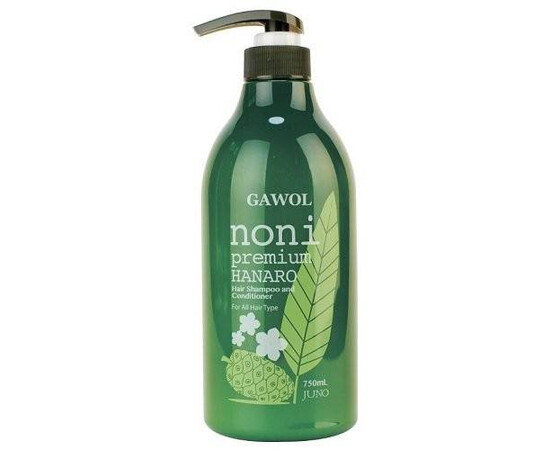 JUNO Gawol Noni Premium Hanaro Hair Shampoo and Conditioner - Увлажняющий шампунь-кондиционер 2-в-1 с экстрактом фрукта нони Gawol 750 мл, Объём: 750 мл