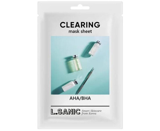 L.SANIC AHA/BHA Clearing Mask Sheet - Тканевая маска с AHA/BHA кислотами для очищения пор 25 мл, Объём: 25 мл