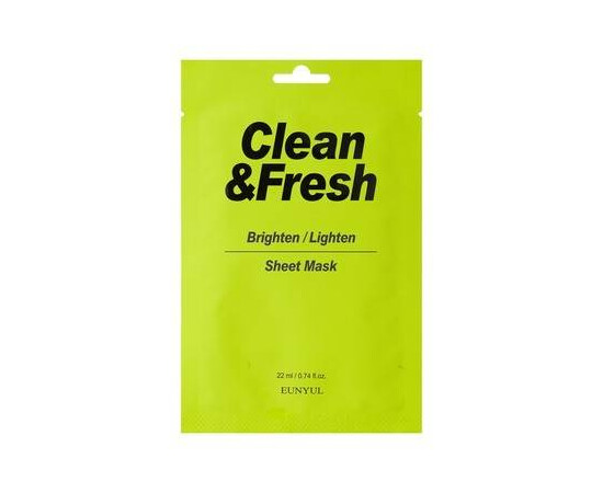 EUNYUL Clean Fresh Brighten/Lighten Sheet Mask - Тканевая маска для здорового цвета лица 22 мл, Объём: 22 мл