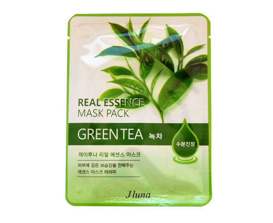 JUNO JLuna Real Essence Mask Pack Green Tea - Тканевая маска с зеленым чаем 25 мл, Объём: 25 мл
