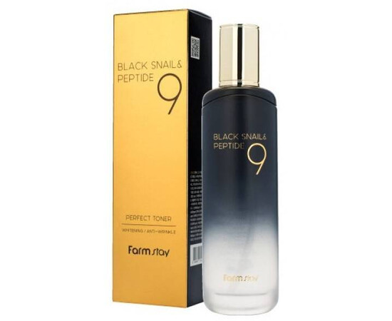 FarmStay Black Snail Peptide9 Perfect Toner - Омолаживающий тонер с комплексом из 9 пептидов 120 мл, Объём: 120 мл