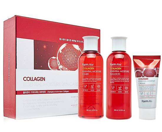 FarmStay Collagen Essential Moisture Skin Care 3 set - Набор средств по уходу за кожей с коллагеном 3 средства, Набор: 3 средства