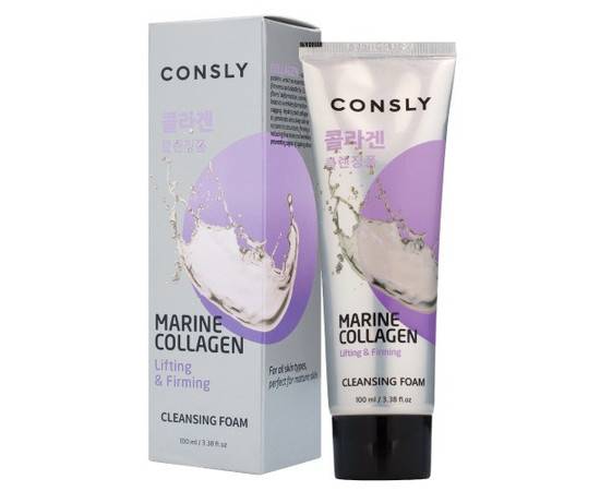 Consly Marine Collagen Lifting Creamy Cleansing Foam - Укрепляющая кремовая пенка для умывания с морским коллагеном 100 мл, Объём: 100 мл