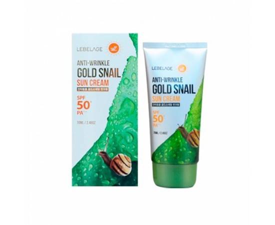 LEBELAGE Anti-Wrinkle Gold Snail Sun Cream SPF50+ PA+++ - Солнцезащитный крем против морщин с муцином улитки и золотом SPF50+ PA+++ 70 мл, Объём: 70 мл