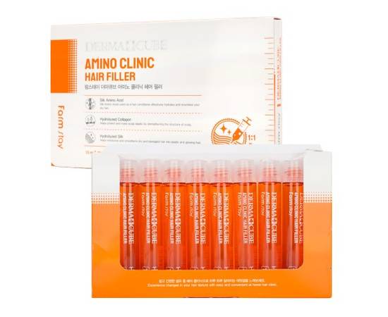 FarmStay DERMA СUBE Amino Clinic Hair Filler - Интенсивный филлер для волос с аминокислотами 13мл*10шт., Объём: 13мл*10шт.