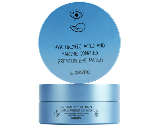 L.SANIC Hyaluronic Acid And Marine Complex Premium Eye Patch - Гидрогелевые патчи для области вокруг глаз с гиалуроновой кислотой и экстрактом водорослей 60 шт, Объём: 60 шт