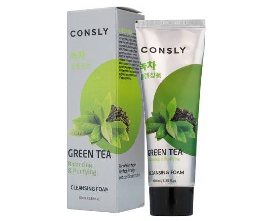 Consly Green Tea Balancing Creamy Cleansing Foam - Балансирующая кремовая пенка для умывания с экстрактом зеленого чая 100 мл, Объём: 100 мл