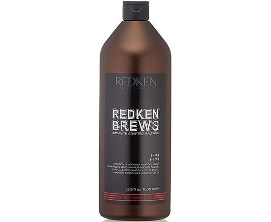 Redken Brews 3 in 1 - 3-в-1: шампунь, кондиционер и гель для душа 1000 мл, Объём: 1000 мл