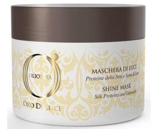Barex Olioseta Oro Di Luce Shine Mask - Маска-блеск с протеинами шелка и семенем льна 200 мл, Объём: 200 мл