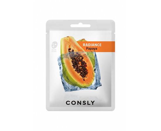 CONSLY Papaya Radiance Mask Pack - Выравнивающая тон кожи тканевая маска с экстрактом папайи 20 мл