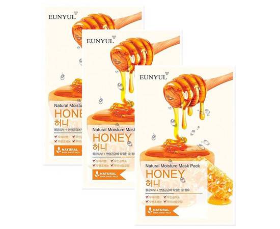 EUNYUL Natural Moisture Mask Pack Honey - Маска тканевая с экстрактом меда, 3 шт, Объём: 3 шт