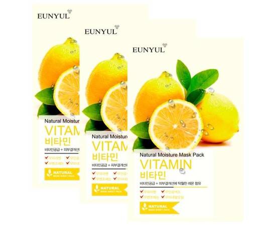 EUNYUL Natural Moisture Mask Pack Vitamin - Маска тканевая с витаминами, 3 шт, Объём: 3 шт