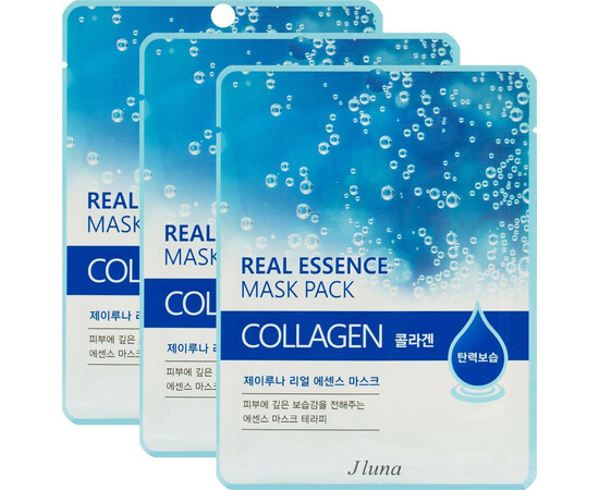 JLuna Real Essence Mask Pack Collagen - Тканевая маска с коллагеном, 3 шт