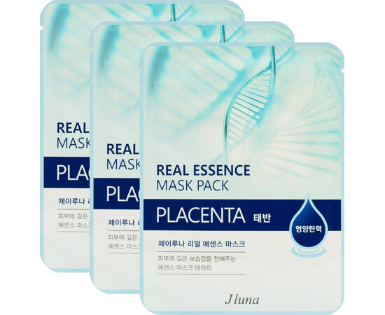 JLuna Real Essence Mask Pack Placenta - Тканевая маска с плацентой, 3 шт